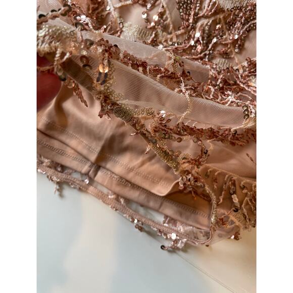 Akira Sequined Mini Dress Rose Gold NWOT Sheath Lace Up Sides Sz L Party Event - Picture 12 of 15